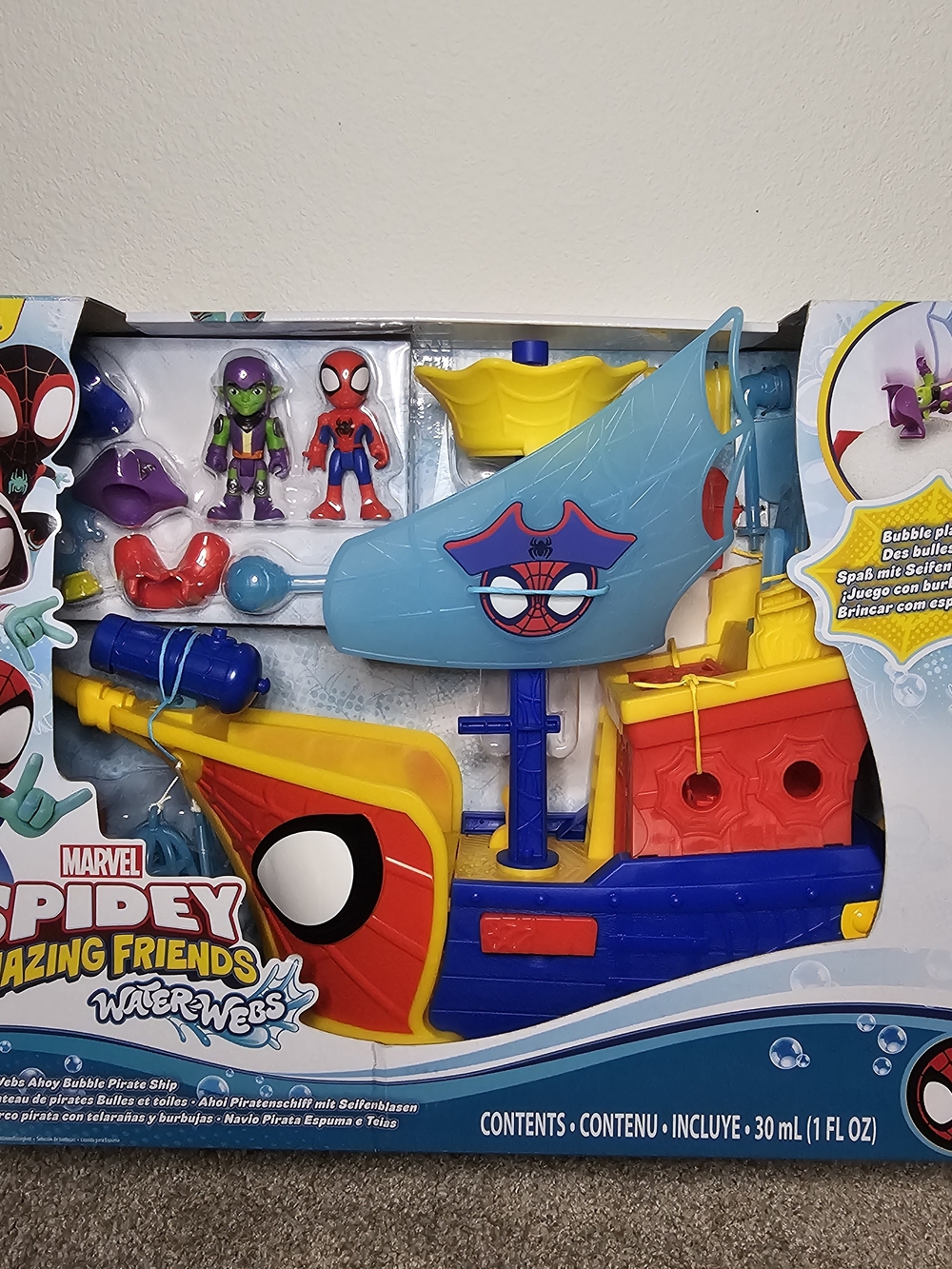 Marvel Spidey Water Webs Blue & Red Pirate Ship Bubble Playset